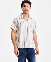 Sun + Stone Men's Cotton Anchor-Stripe Quarter-Zip Shirt, Macy's Exclusive