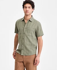 Sun + Stone Men's Textured-Stripe Short-Sleeve Shirt, Macy's Exclusive
