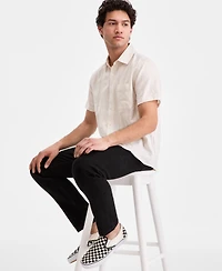 Sun + Stone Men's Textured-Stripe Short-Sleeve Shirt, Macy's Exclusive