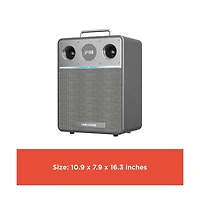 RadioShack 110W Wireless Speaker, Bluetooth/Usb/Aux, Guitar & Mic, Led Lights Metallic Finish and Grill For Powerful Sound – 4001986