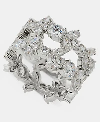 Givenchy Silver-Tone Statement Drama Cubic Zirconia Two-Row Ring