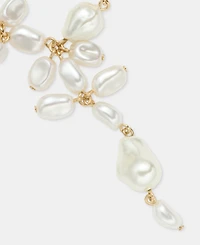 Givenchy Pave Nugget & Imitation Pearl Flower Statement Flex Bracelet