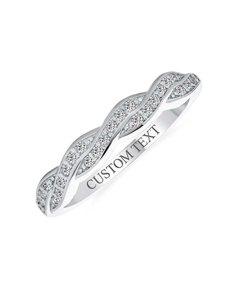 Bling Jewelry Intertwined Rope Twist Knot 1/2 Eternity Clear Pave Cubic Zirconia Cz Infinity Band Ring .925 Sterling Silver