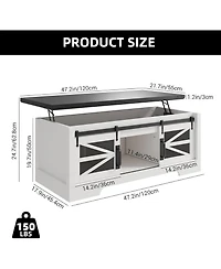 gaomon Lift Top Coffee Table, Coffee Table with Storage Shelf/Hidden Compartment, Lift Tabletop Dining Center Table for Home Living Room Office