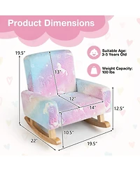 Slickblue Upholstered Kids Rocking Chair with Sturdy Wood Legs