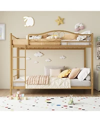 gaomon Twin Over Twin Bunk Bed with Ladder & Full Guardrails, Heavy-Duty Metal Frame, 400 lb Capacity, Space-Saving, Noise-Free, Gold