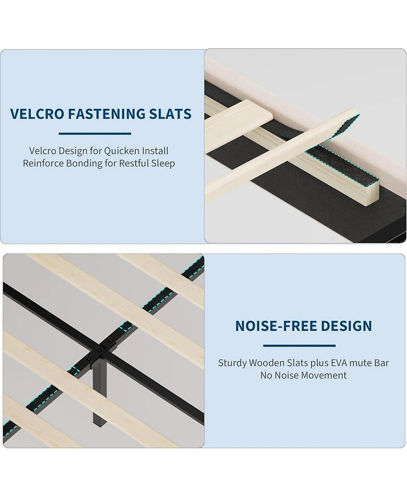 gaomon Twin Velvet Bed Frame with Led Headboard & Footboard, Princess Platform for Kids, Slats