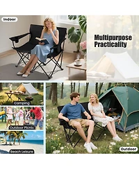 Mecale Camping Loveseat Chair for 2 with Cup Holders, Folding Outdoor Seat