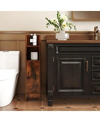 Slickblue Narrow Bathroom Corner Storage Cabinet with Adjustable Shelf
