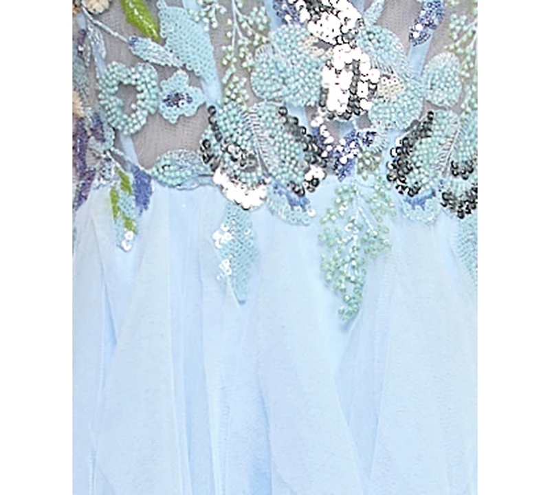 Say Yes Women's Beaded Corset Ruffle V-Neck Ball Gown