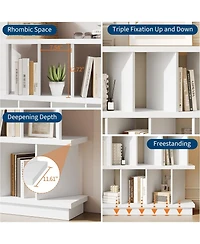 Gaomon 8 Cube Bookcase, Low Open Wood Storage Shelf with Removable Back Panels, Freestanding Bookshelf