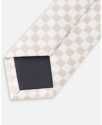 Deux par Deux Boys Neck Tie White and Sand Check -Child