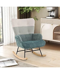Slickblue Nursery Rocking Chair with Ergonomic Armrests and High Back