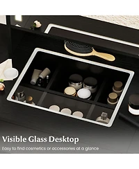 Volenca Space-Saving Vanity Desk with Lighted Mirror and Lights, Bedroom Makeup Table