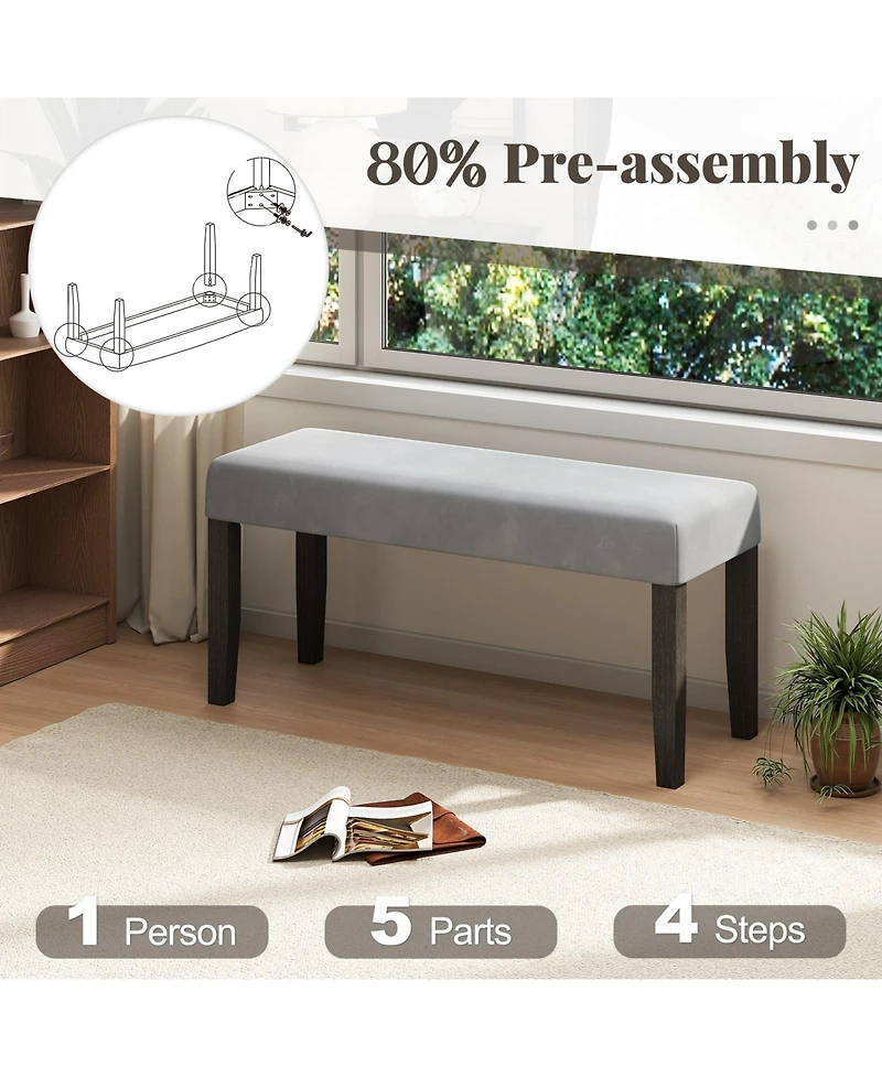 Slickblue Bedroom Upholstered Bench with Cushioned Seat and Wood Legs