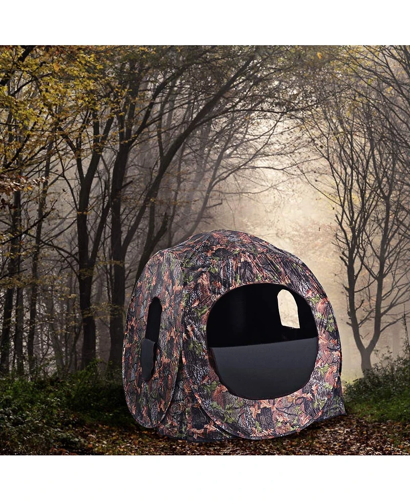 Mecale Portable Pop-Up Ground Camo Hunting Blind Enclosure, Surround View Shelter