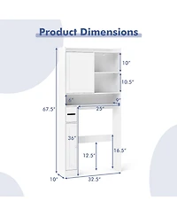 Slickblue Standing Toilet Storage Rack Cabinet with Smooth Sliding Door
