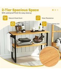 Volenca 2-Tier Solid Teak Wood Bathroom Shelf with Towel Rack