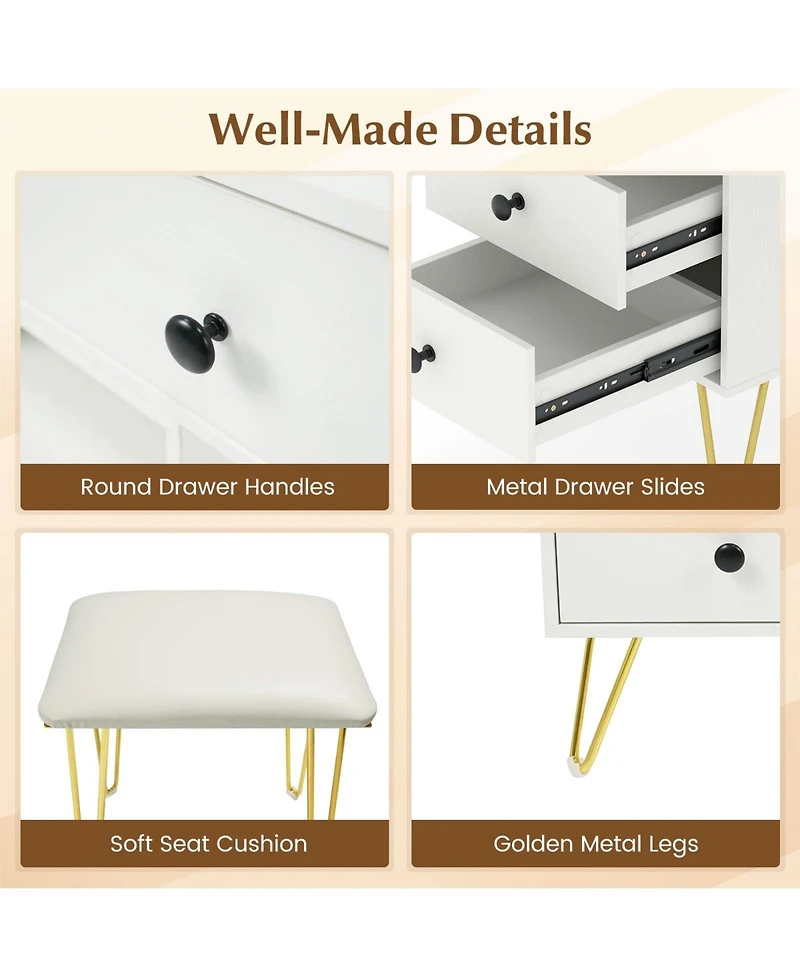 Volenca Modern Dressing Table with Storage Cabinet, Vanity Makeup Desk