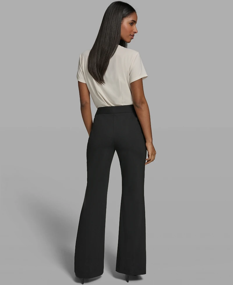 Karl Lagerfeld Paris Women's Mid-Rise Wide Leg Pants