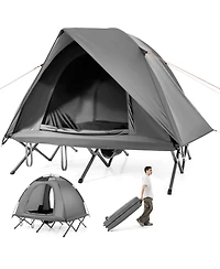 Mecale 2-Person Foldable Camping Cot Tent Combo, Off-Ground Sleeping Shelter for Adults