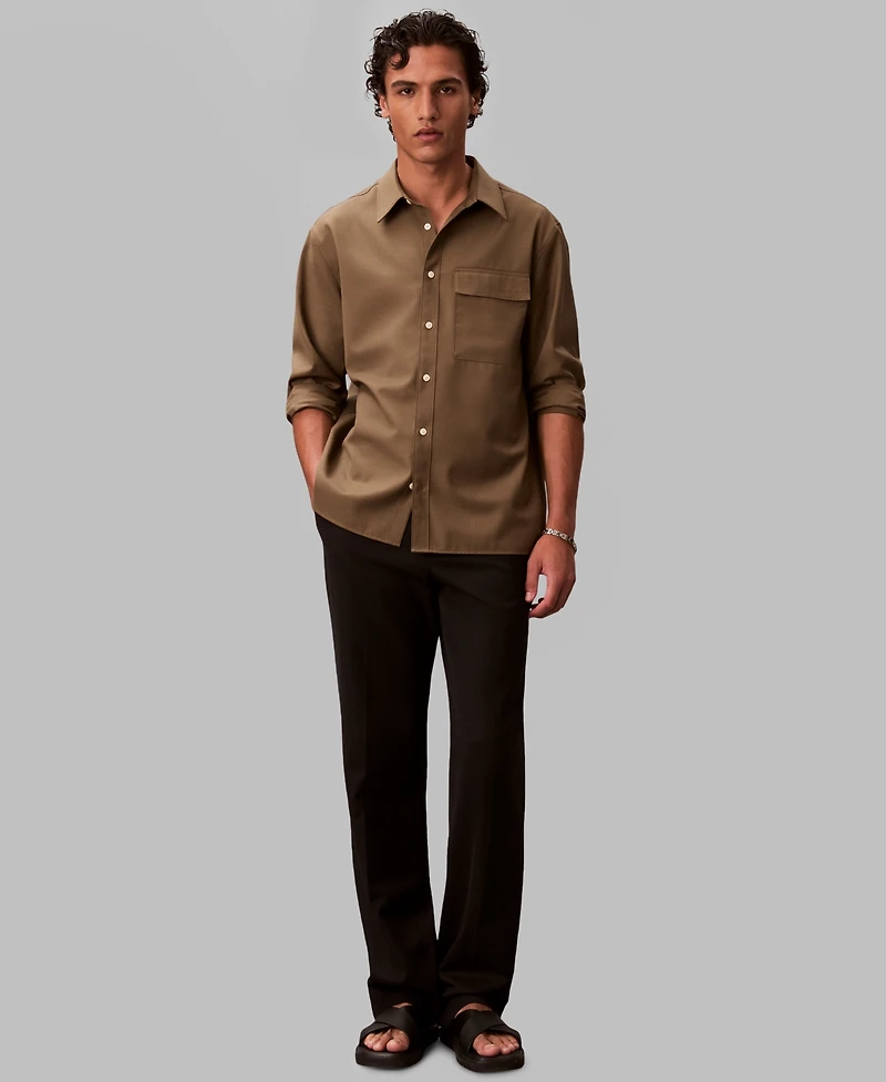 Calvin Klein Men's Travel Twill Regular-Fit Shirt