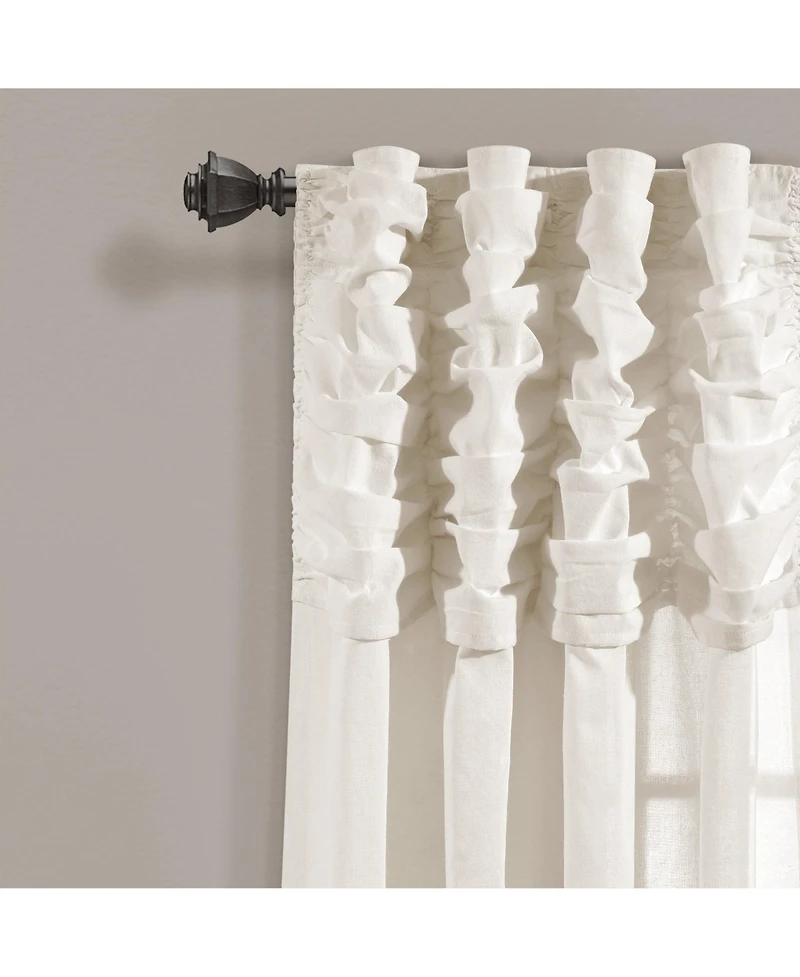 Lush Decor Ruched Waterfall Linen Textured Window Curtain Panel Single 52"W x 84"L Off White - Cream Curtains For Bedroom