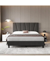 gaomon Queen Bed Frame with Adjustable Headboard, Upholstered Platform