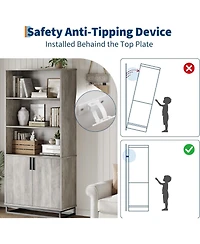 gaomon Tall Bookshelf w/Doors & Metal Base, 5-Tier Bookcase with Cabinet and Adjustable Shelf, Wooden Book Shelf Farmhouse Bookcase for Living Room