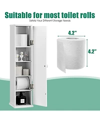 Volenca Freestanding Toilet Paper Holder Stand with 4 Shelves and Top Slot