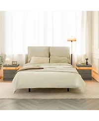 Rainsken Led Nightstand with 2 Drawers, Bedside Table Cabinet with Adjustable Color Lighting, Modern End Side Table for Bedroom, Living Room, Gray