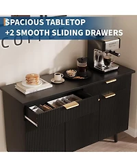 gaomon 47" Fluted Sideboard Buffet Cabinet with Doors Drawers Storage