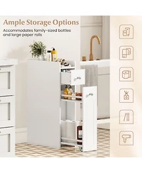 Volenca Small 4-Tier Bathroom Storage Cabinet with Slide-Out Drawers, Casters for Easy Move