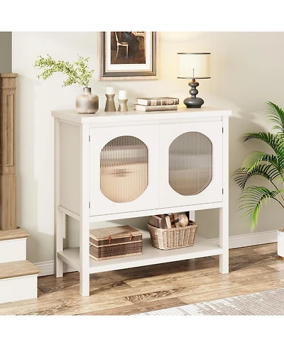 gaomon Buffet Storage Cabinet Wood 35.4" Sideboard Buffet Cabinet with Adjustable Shelf & Glass Doors Accent Cabinet Farmhouse Kitchen Storage Ca