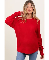 Pinkblush Maternity Heather Waffle Knit Rounded Hem Sweater