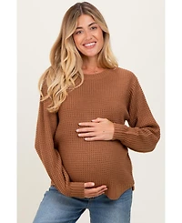 Pinkblush Maternity Ivory Waffle Knit Rounded Hem Sweater