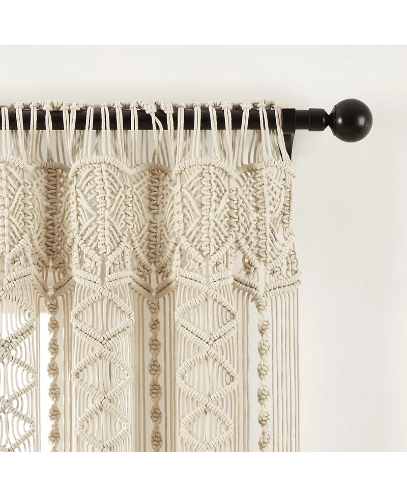Lush Decor Boho Macrame Textured Cotton Window Curtain Panel Single 40"W x 84"L Neutral