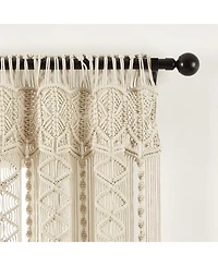 Lush Decor Boho Macrame Textured Cotton Window Curtain Panel Single 40"W x 84"L Neutral