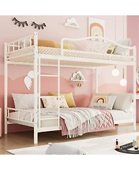 Twin Over Twin Metal Bunk Bed with Ladder & Full Guardrails, Heavy-Duty, Space-Saving, 400 lb Capacity, Noise-Free