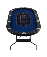 Sugift 10-Player Foldable Poker Table 84" Oval with Cup Holders and Padding