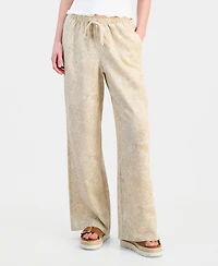 Hippie Rose Juniors' Lightweight Printed Wide-Leg Pants