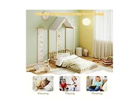 Slickblue Twin House-Shaped Bed with Roof and Semi Fence for Kids