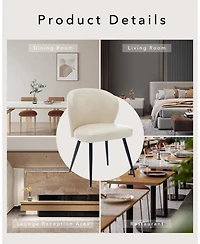 gaomon Set of 6 Pu Leather Upholstered Accent Dining Chairs, Curved Backrest with Sturdy Steel Legs