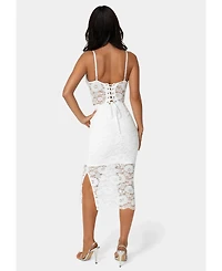 Bebe Women's Lace-Up Back Midi Dress