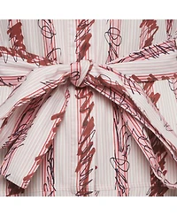 Pre-Owned Burberry Women's Pink Scribble Printed Cotton Belted Shirt Dress