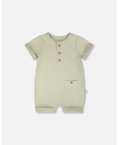 Deux par Baby Boys Cotton Rib Romper Sage Green