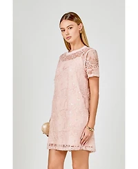 endless rose Women's Sequins Embroidery Mesh Dress