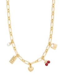 Coach Faux Stone Signature Cherry Charm Bib Necklace