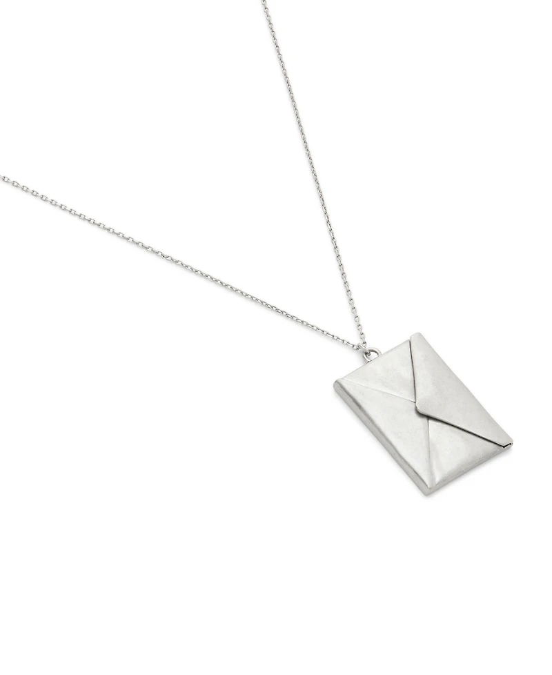 Coach Antique Silver Runway Envelope Pendant Necklace