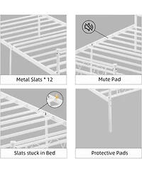 gaomon Twin Xl Metal Bed Frame with Heart Design Headboard, Underbed Storage, No Box Spring Required